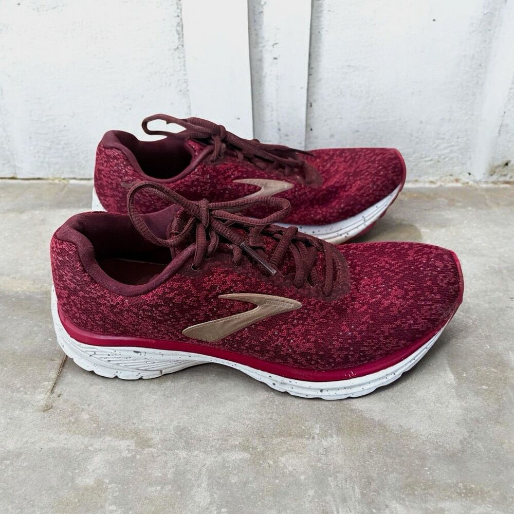 Brooks Women's Low Top Lace Up Running Sneakers Burgundy/White